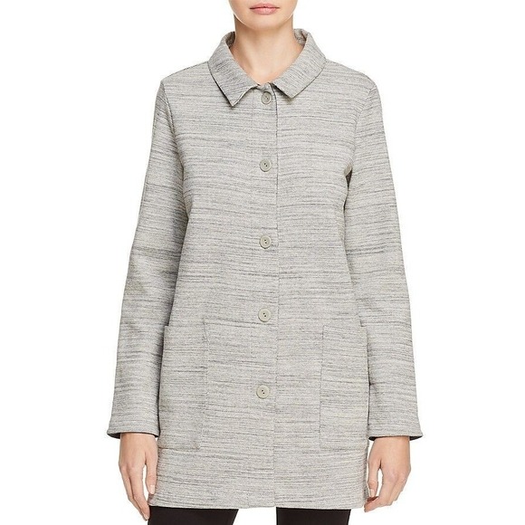 Eileen Fisher Organic Cotton Blend Cardigan Button Up Coat Heather Gray Small - Picture 1 of 8